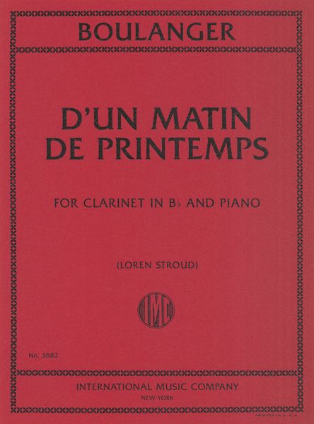 Un Matin De Printemps : For Clarinet In B Flat and Piano / arranged and Ed. by Loren Stroud.