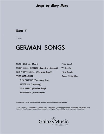 Songs, Volume 5 - German Songs : For Voice and Piano [Download].