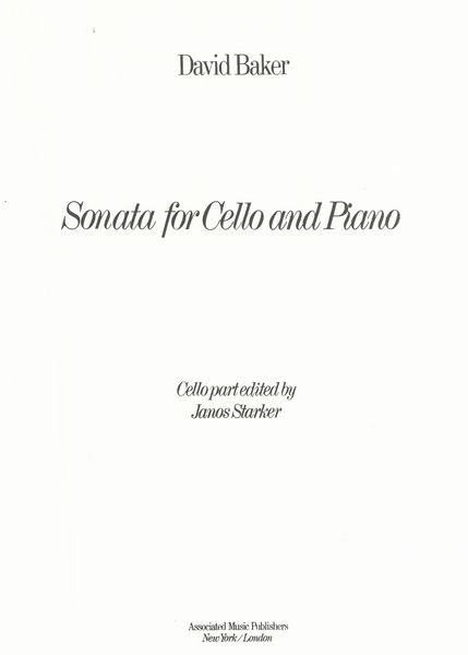 Sonata : For Cello and Piano / Cello Part edited by Janos Starker.