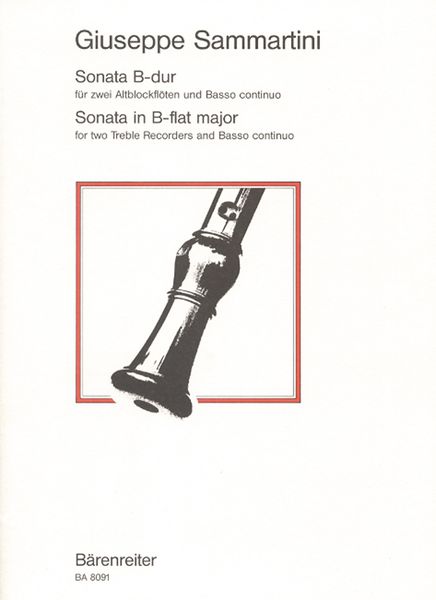 Sonata In Bb Major For 2 Treble Recorders & Basso Continuo.