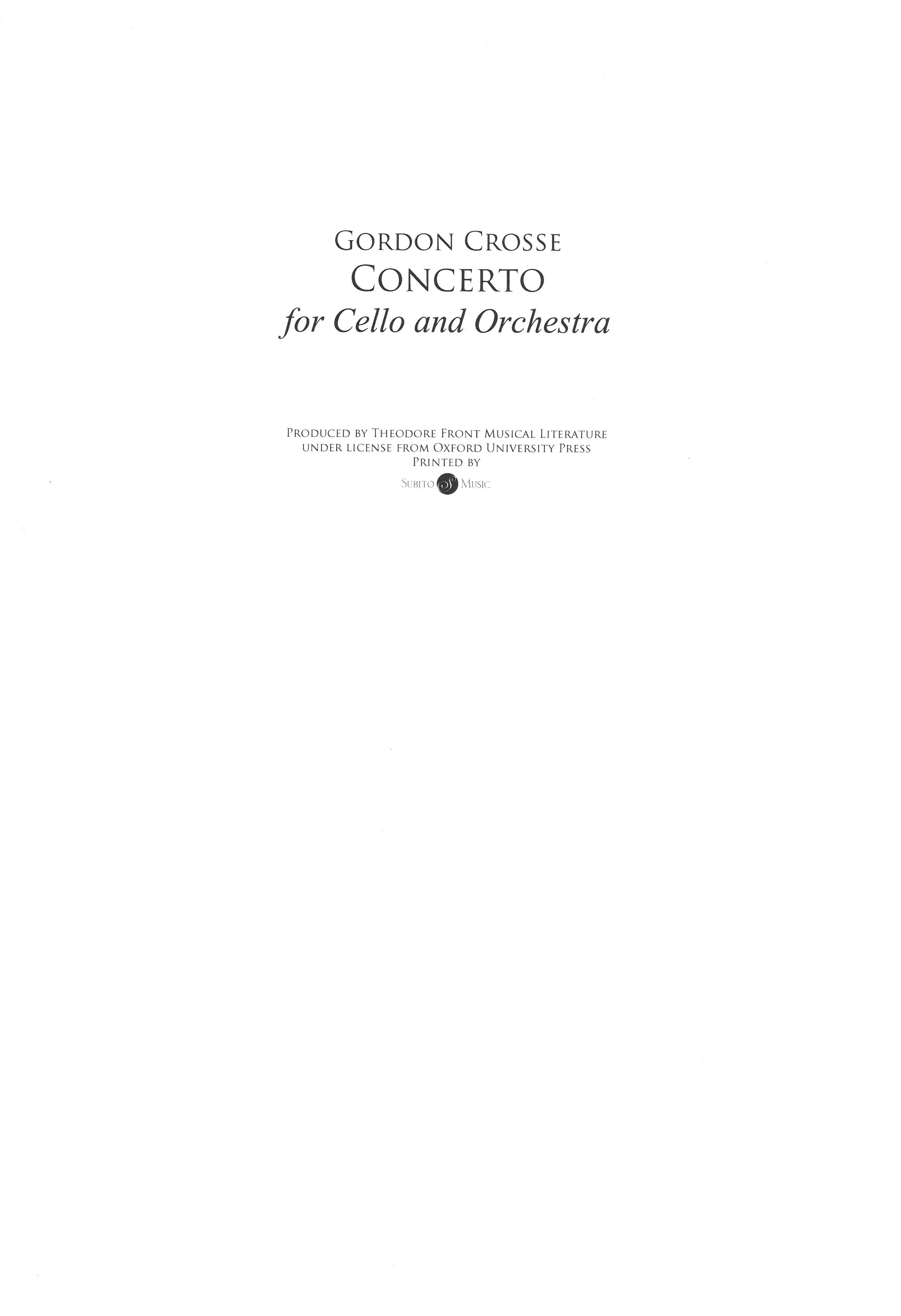 Concerto : For Cello and Orchestra.