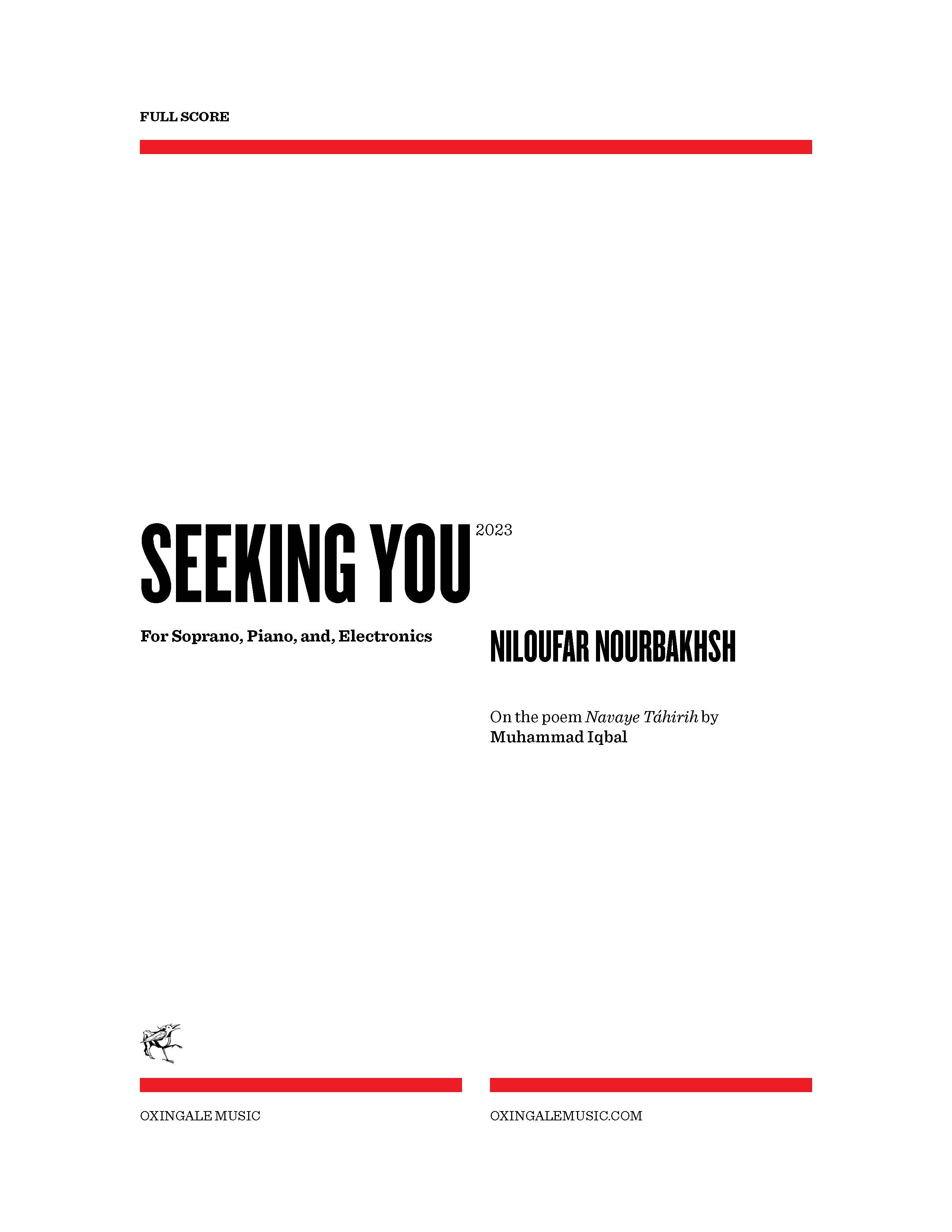 Seeking You : For Soprano, Piano and Electronics (2023).