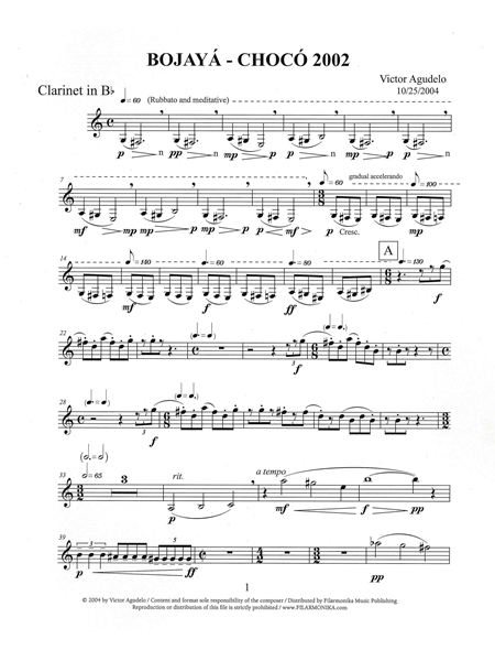 Bojayá-Chocó : For Clarinet, Bassoon, Violin and Piano (2004).