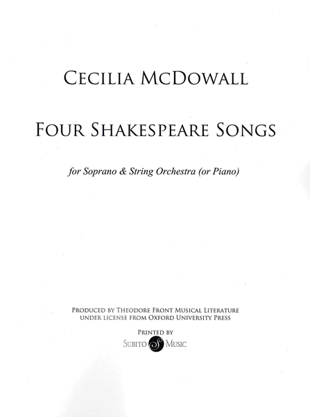 Four Shakespeare Songs : For Soprano and String Orchestra.