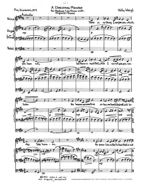 Christmas Message : For Medium-High Voice and Organ (Or Piano).
