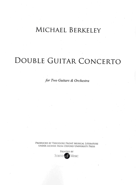 Double Guitar Concerto : For Two Guitars and Orchestra.