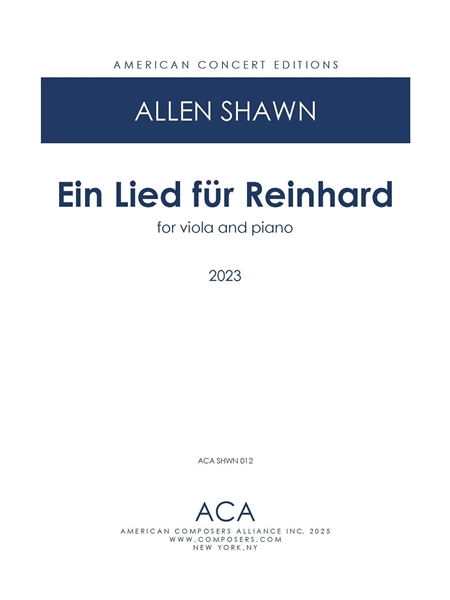 Ein Lied Für Reinhard : For Viola and Piano (2023).