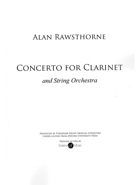 Clarinet Concerto : For Clarinet and String Orchestra.
