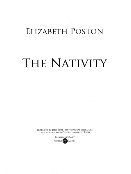 The Nativity : For Soloists, SATB Choir and Strings.