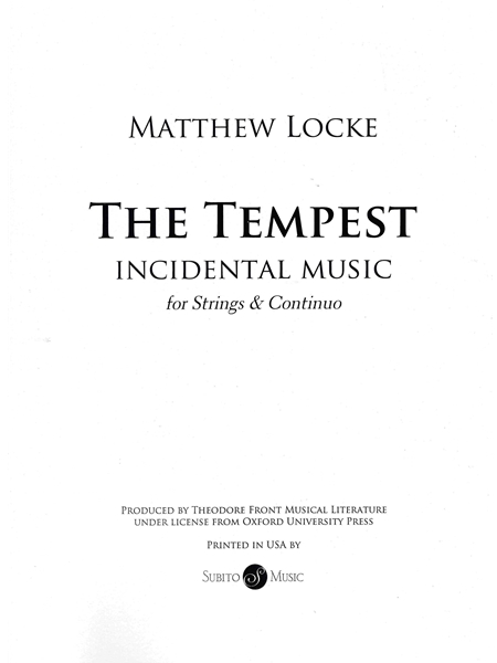 The Tempest : For String Trio and Basso Continuo.