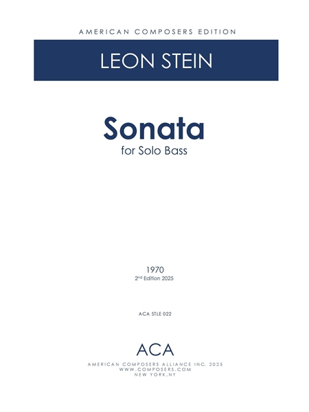 Sonata : For Solo Bass (1970) / edited by Neil Garber.