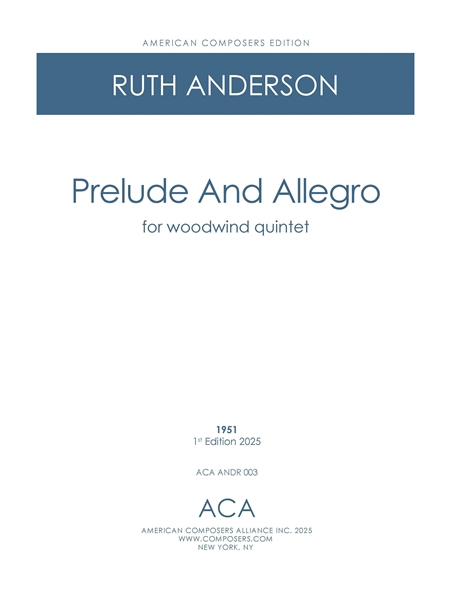 Prelude and Allegro : For Woodwind Quintet (1951).