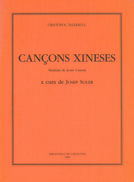 Cançons Xineses : Versions De Josep Carner.