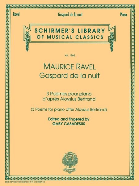Gaspard De La Nuit : Three Poemes For Piano After Aloysius Bertrand.