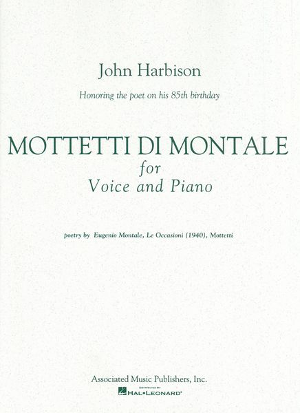 Mottetti Di Montale : For Voice & Piano : Poetry Eugenio Montale, le Occasioni (1940).