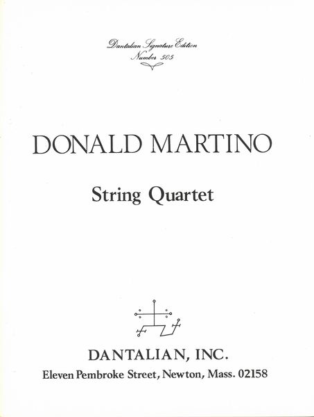 String Quartet No. 4 / Commissioned by The Elizabeth Sprague Collidge Foundation (1984).