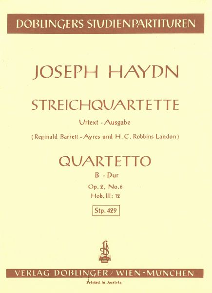 Streichquartette B-Dur, Op. 2/6, Hob. III:12.