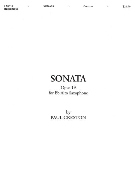 Sonata Op. 19 : For Alto Saxophone and Piano.